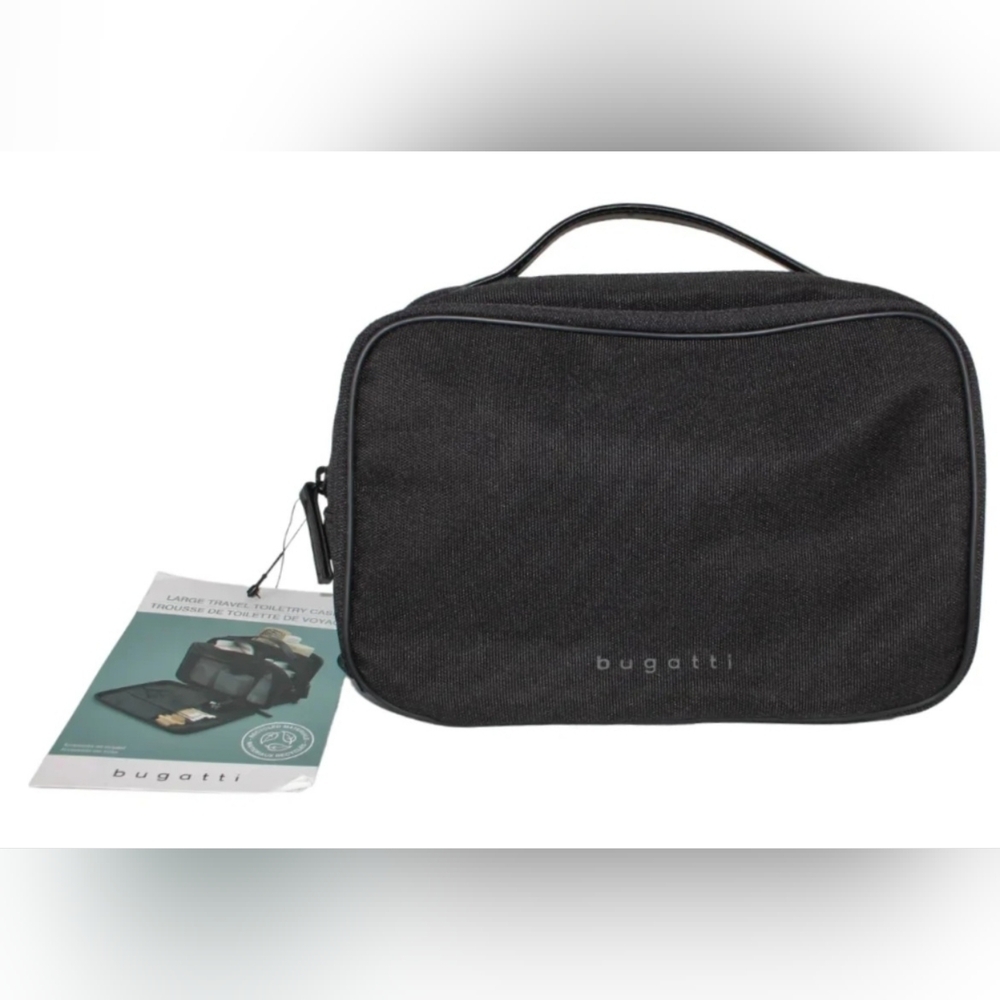 Bugatti Travel Toiletry  Case Cosmetic Bag Large 3 zippers Black